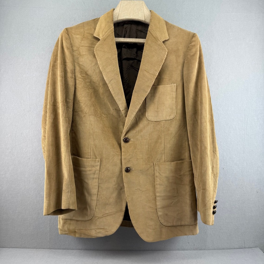 Farah Vintage Corduroy Blazer Jacket‎ Tan Men's Two Button Sport Coat